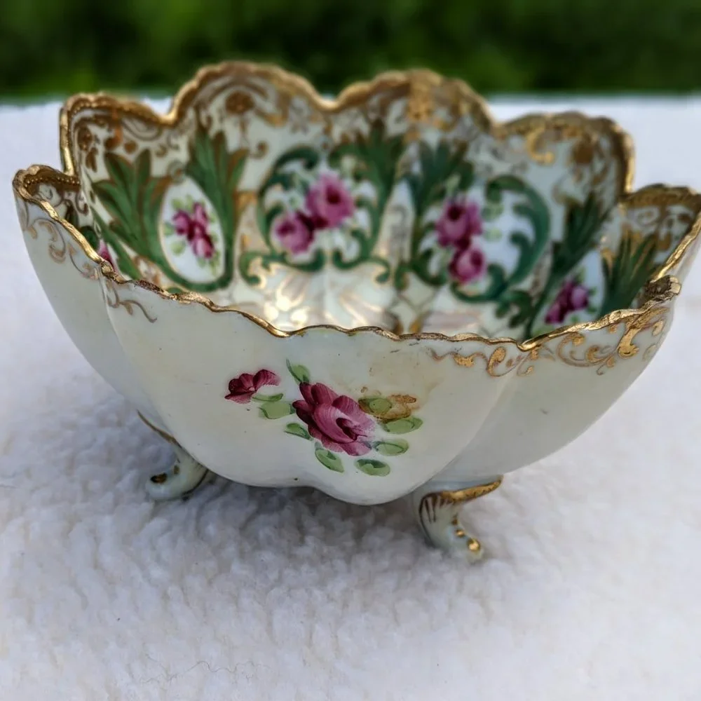 Vintage bone china berry bowl strainer